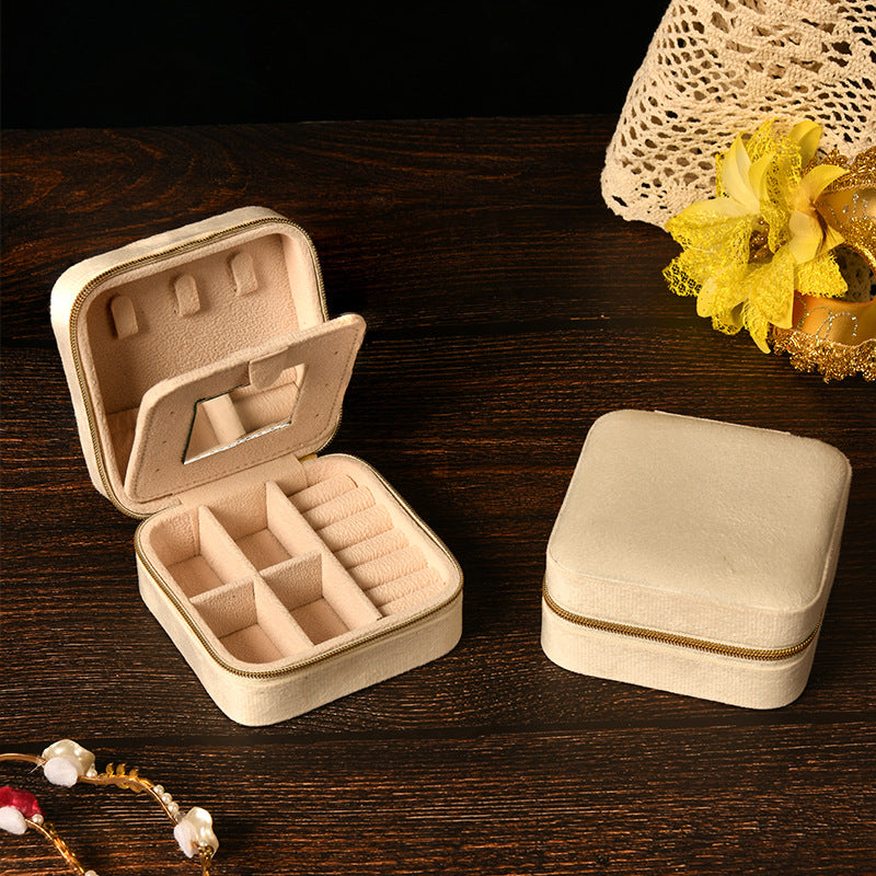 Simple and high-end ins swan velvet jewelry box with mirror 258