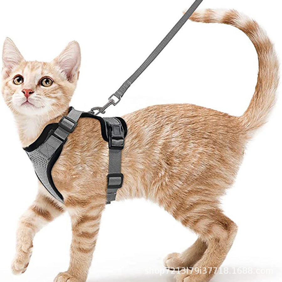 Pet supplies, breathable chest straps for cats, reflective anti slip, cat walking rope 257