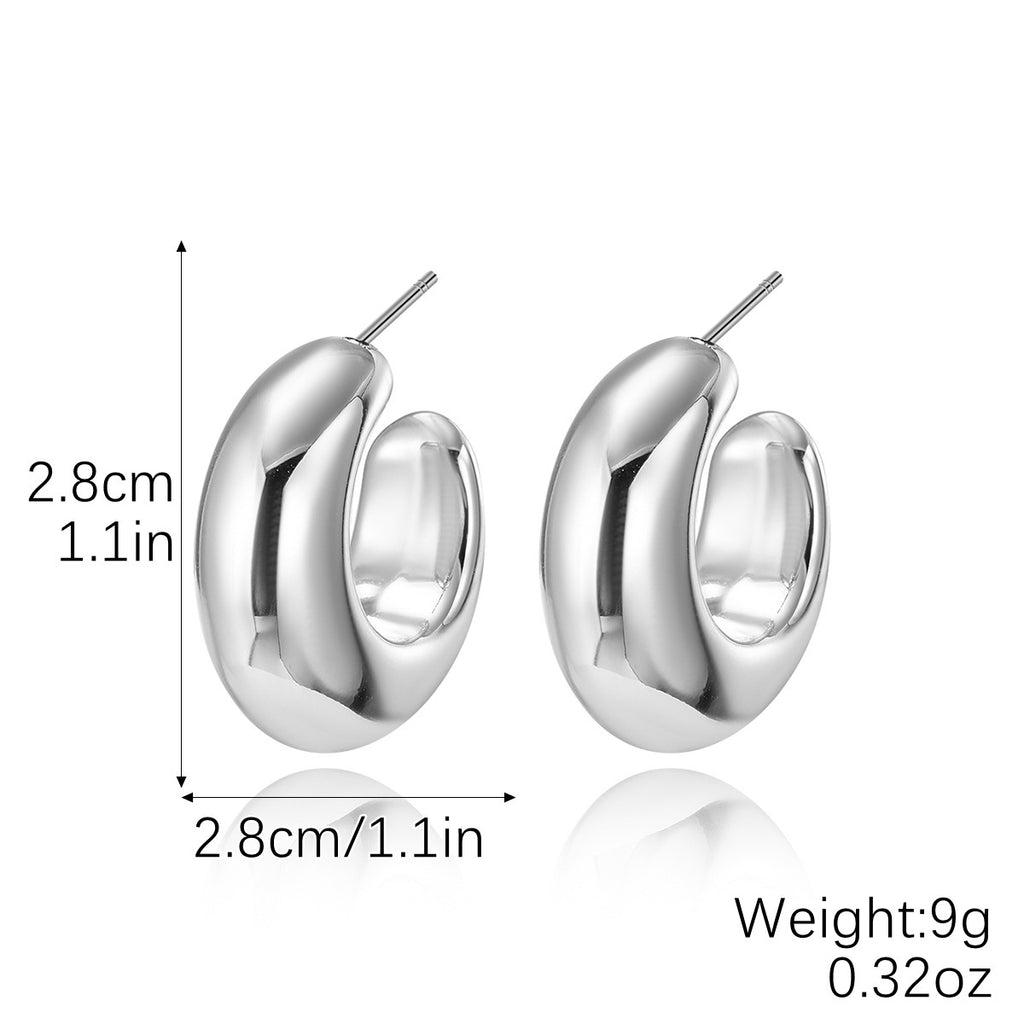 Copper plated white K-color gold smooth earrings irregular earrings for women 284