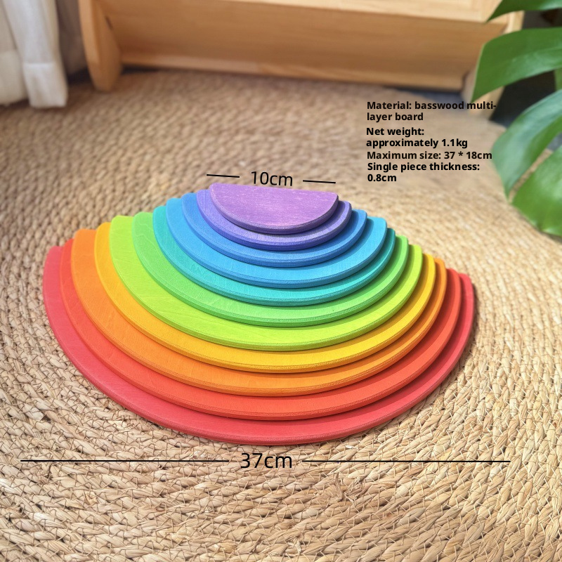 Rainbow Block Large Wooden Stacking Music Baby Early Education Toy 225