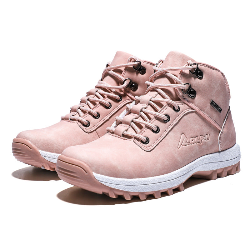 Couple outdoor hiking shoes with plush thick soled sneakers 107