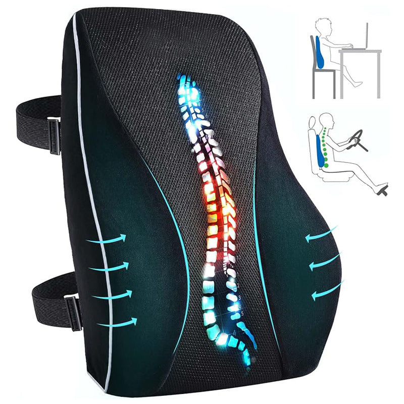 Car lumbar support, ergonomic memory cotton backrest cushion 365