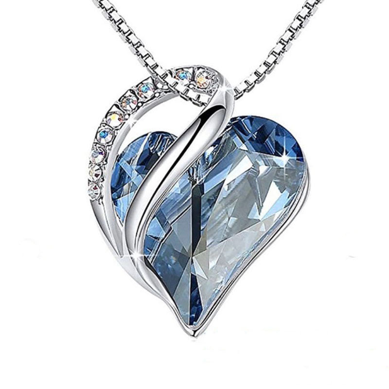 Love shaped geometric birth stone necklace jewelry women's collarbone chain gift 298