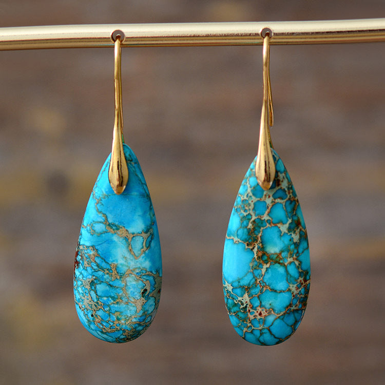 Bohemian Emperor Stone Droplet Pendant Earrings 275