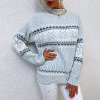 Christmas Knitwear Autumn/Winter Half High Collar Snowflake Sweater for Women 169