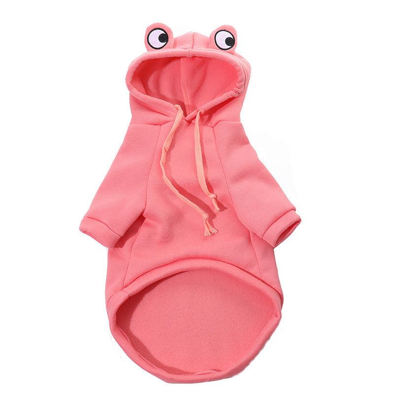 Dog, cat, pet hooded cotton jacket, autumn and winter fleece warm frog hoodie 307
