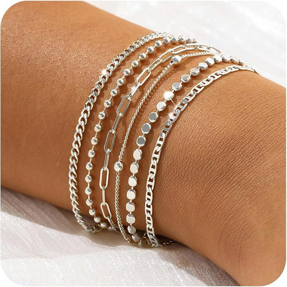 Fashionable explosive exquisite metal set bracelet 5-piece set 280