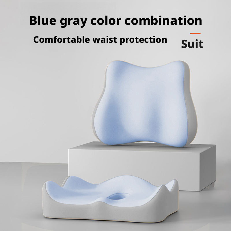 Memory foam office chair seat cushion with lumbar support, stress relief and buttock shaping pad for long-term sitting 450
