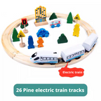 High speed rail wooden track car simulation electric train wooden small train toy package 206
