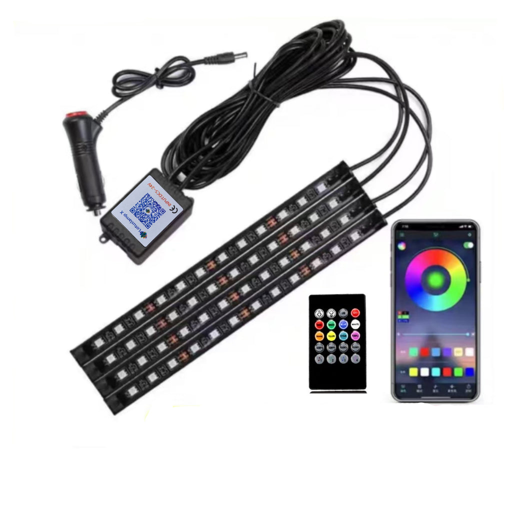 In car ambient lighting, wireless USB cigarette lighter, voice controlled foot ambient LED light with infrared 373