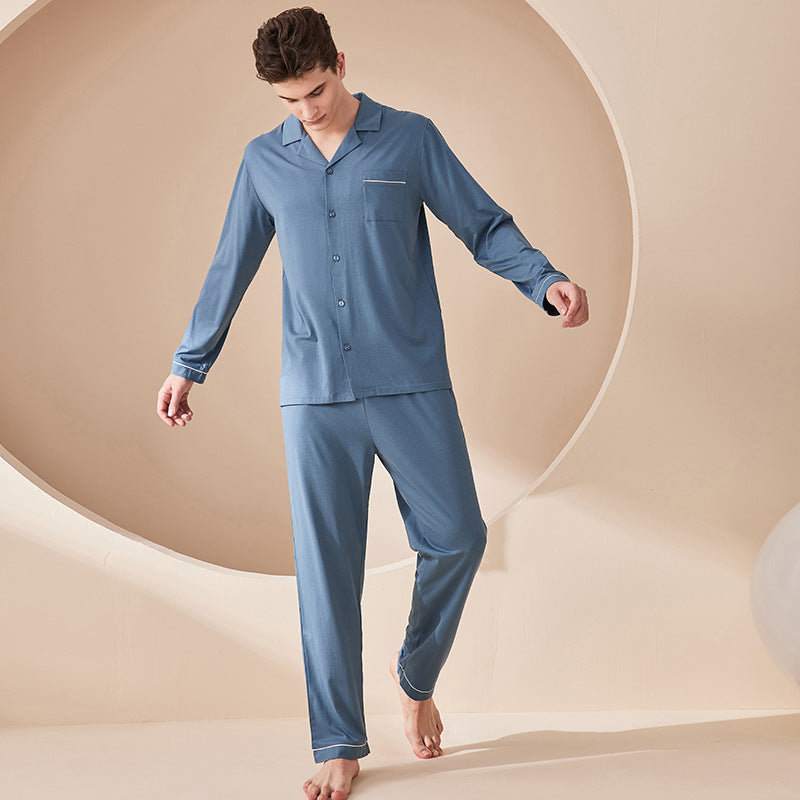 Solid colored Modal men's and women's home wear couple pajamas 060