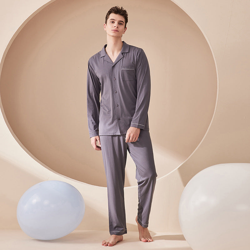 Solid colored Modal men's and women's home wear couple pajamas 060