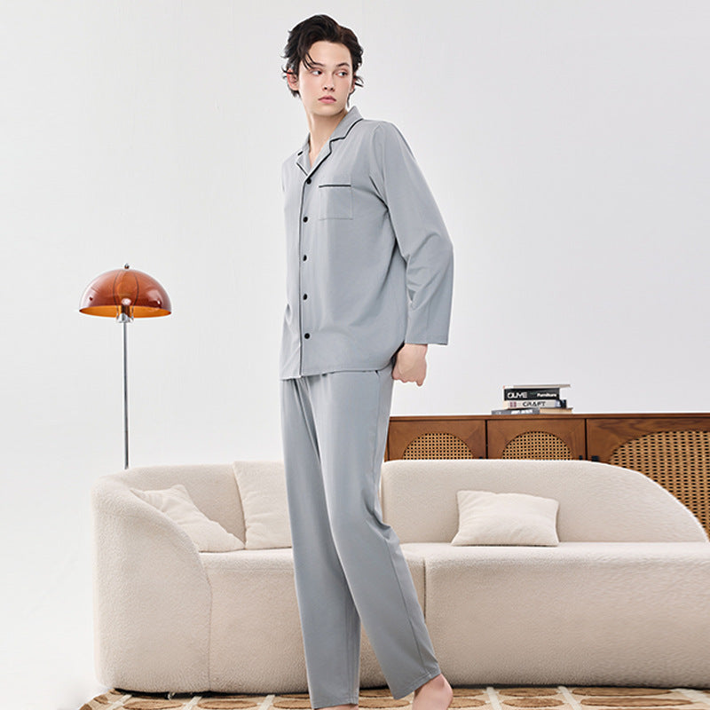 Solid colored Modal men's and women's home wear couple pajamas 060