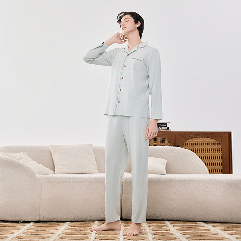 Solid colored Modal men's and women's home wear couple pajamas 060