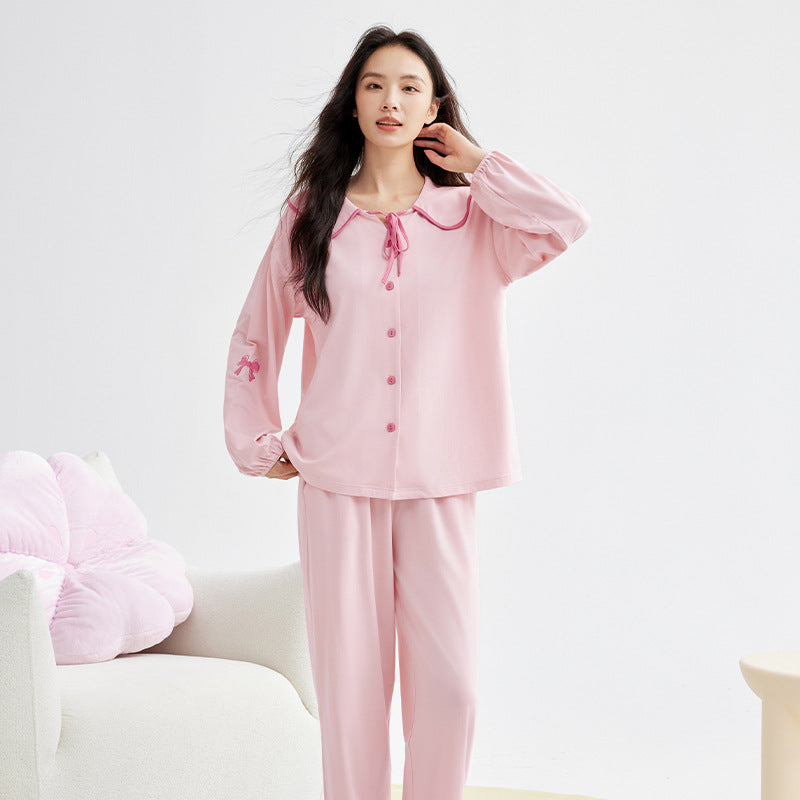 Solid colored Modal men's and women's home wear couple pajamas 060