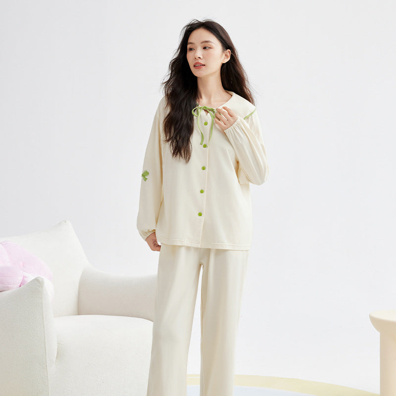 Solid colored Modal men's and women's home wear couple pajamas 060