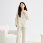 Solid colored Modal men's and women's home wear couple pajamas 060