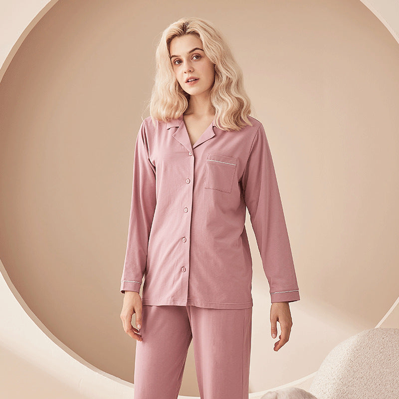 Solid colored Modal men's and women's home wear couple pajamas 060