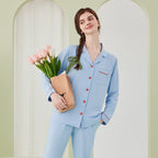 Solid colored Modal men's and women's home wear couple pajamas 060