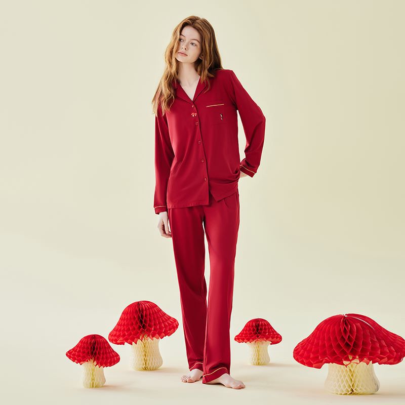 Solid colored Modal men's and women's home wear couple pajamas 060