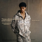 Autumn and winter heat transfer camouflage letters 3D embroidery plus velvet hooded sweatshirt zipper jacket men7609