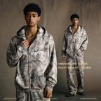 Autumn and winter heat transfer camouflage letters 3D embroidery plus velvet hooded sweatshirt zipper jacket men7609