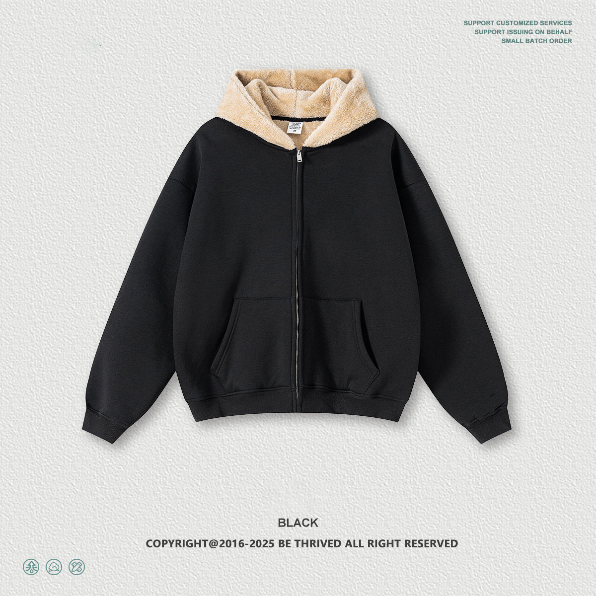 Autumn American trendy brand composite plush hooded cardigan sweatshirt loose zipper jacket for men w25555