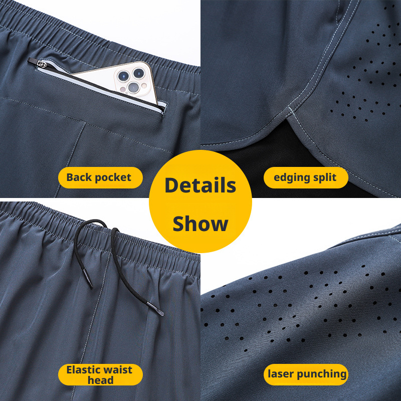 Sports shorts men's running marathon track and field loose three quarter pants 066