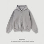 American retro heavyweight men's hooded sweatshirt washed distressed cardigan zipper jacket men W24171