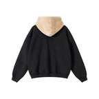 Autumn American trendy brand composite plush hooded cardigan sweatshirt loose zipper jacket for men w25555