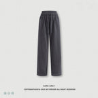 European and American trendy retro style distressed slimming double waistband casual straight leg trousers for women  N25551