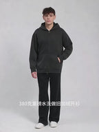 Fleece-lined Washed Vintage Hooded Sweater 053