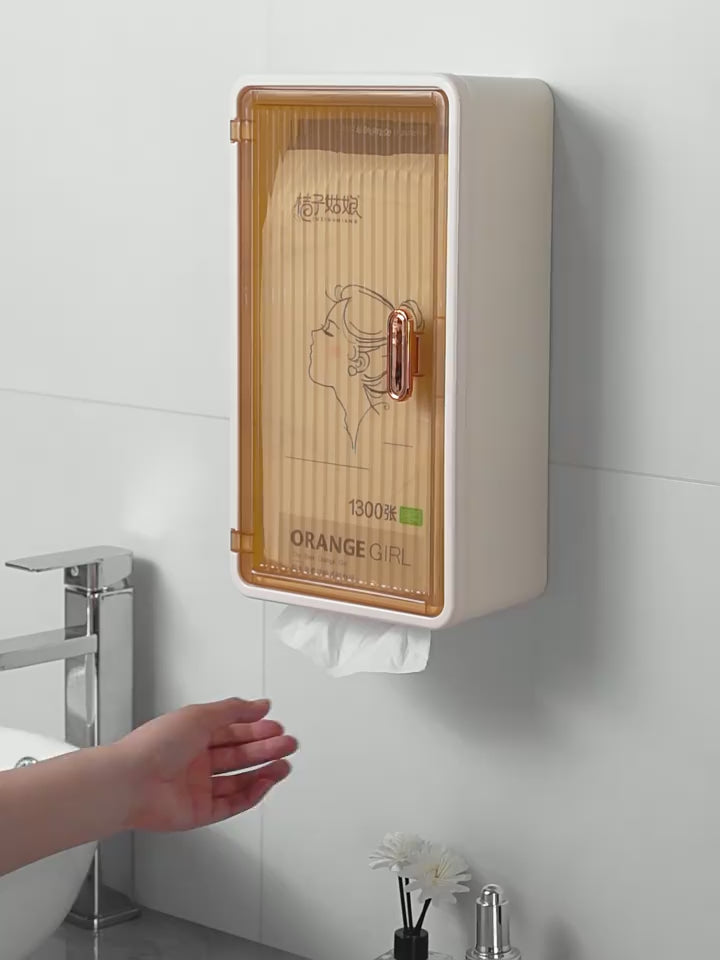 No-drill wall-mounted tissue box transparent and stylish storage rack 026